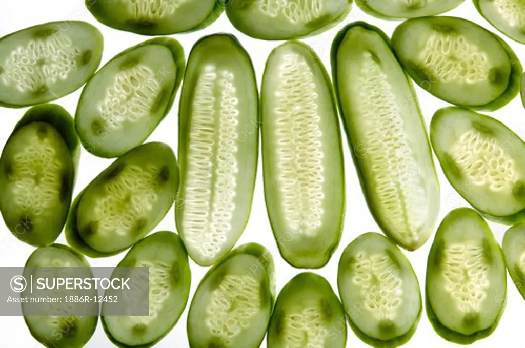 Vegetable, Cucumber Slices with white background