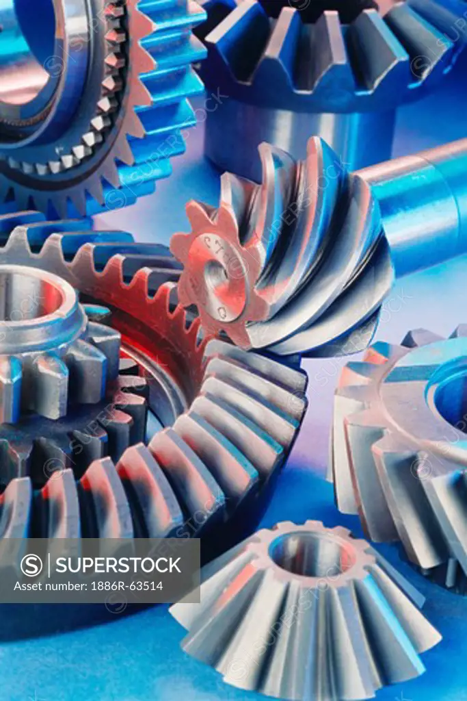 Gear on blue background ; India