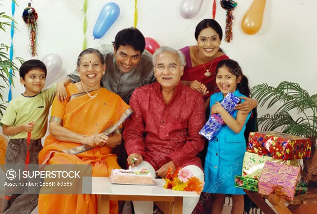 Indian joint family celebrating birthday MR#605;606;618;619;620;621