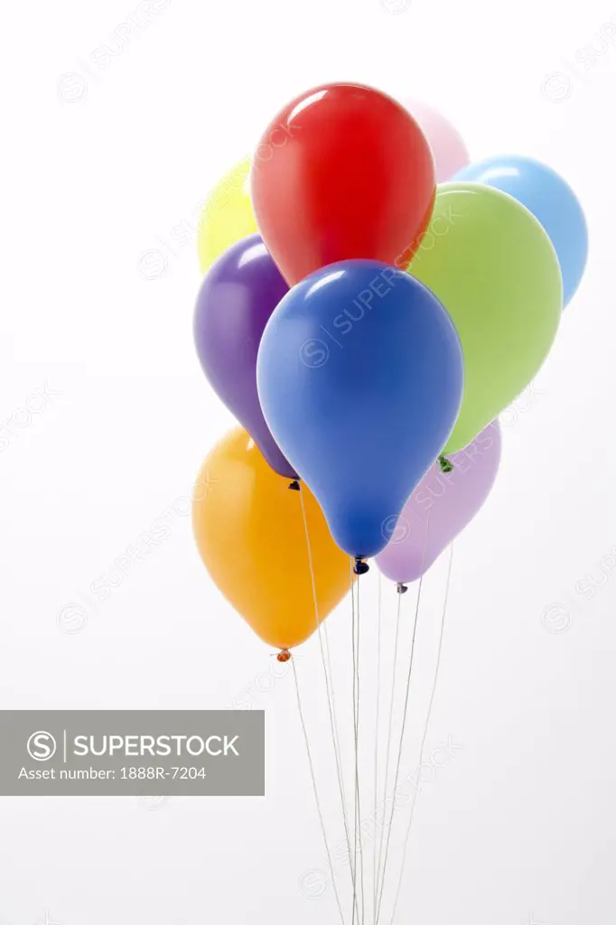 Colorful Party Balloons Against White Background