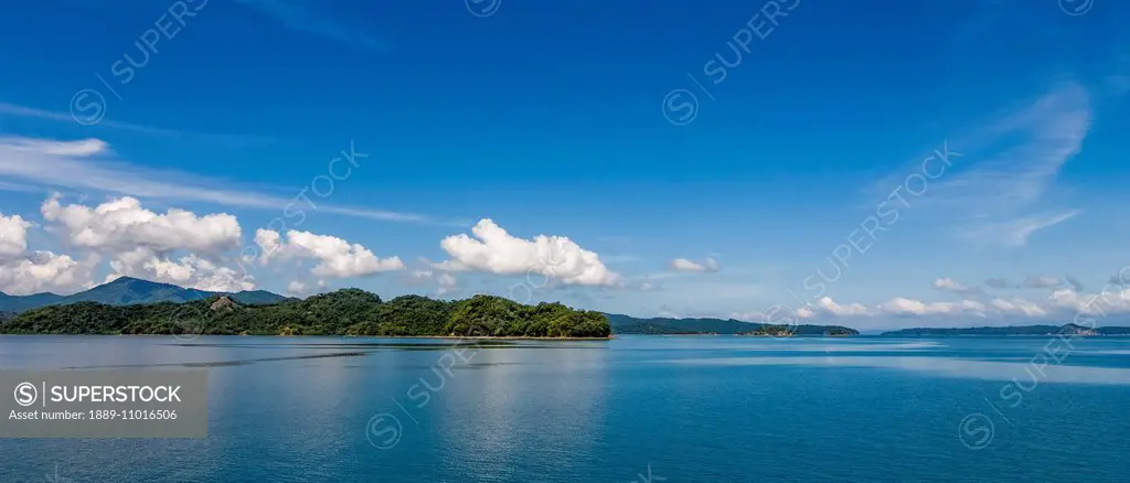 Coastline with blue sky and blue ocean water; Costa Rica