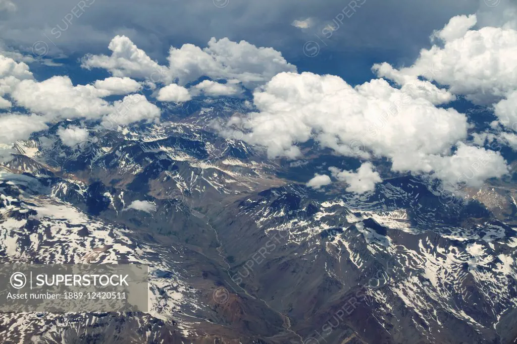 Aerial View Of The Andes Mountains Between Argentina And Chile