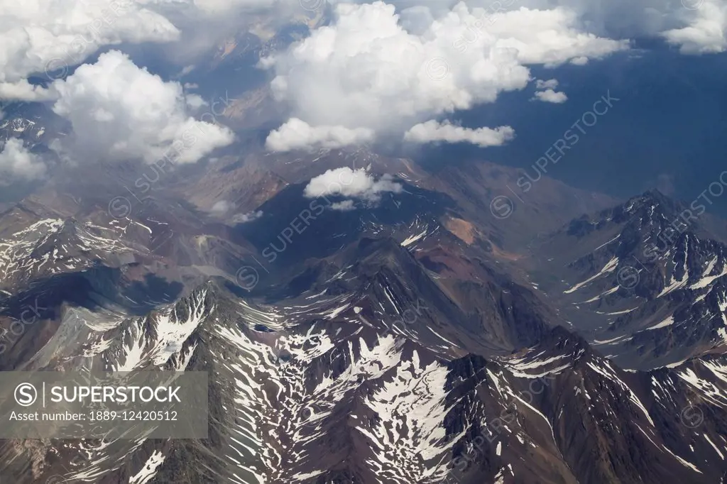 Aerial View Of The Andes Mountains Between Argentina And Chile