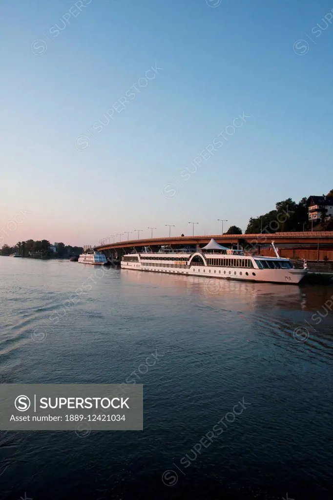 Amadeus Princess on the Danube moored on the dock, Vienna (Wien), Austria