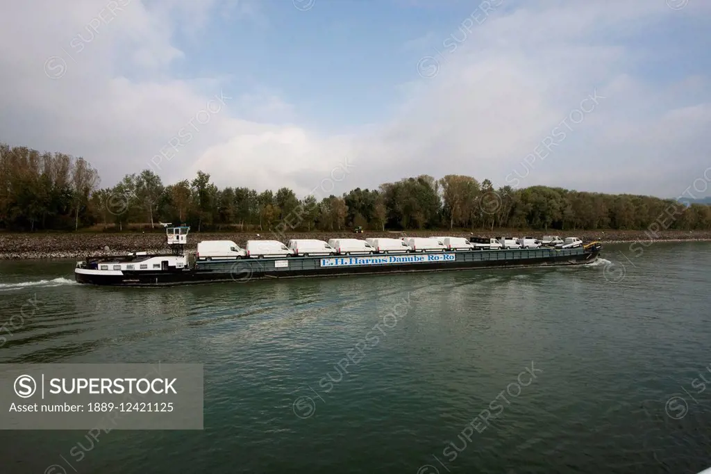 Riverboat on the Danube River near Ottensheim, Upper Austria, Austria