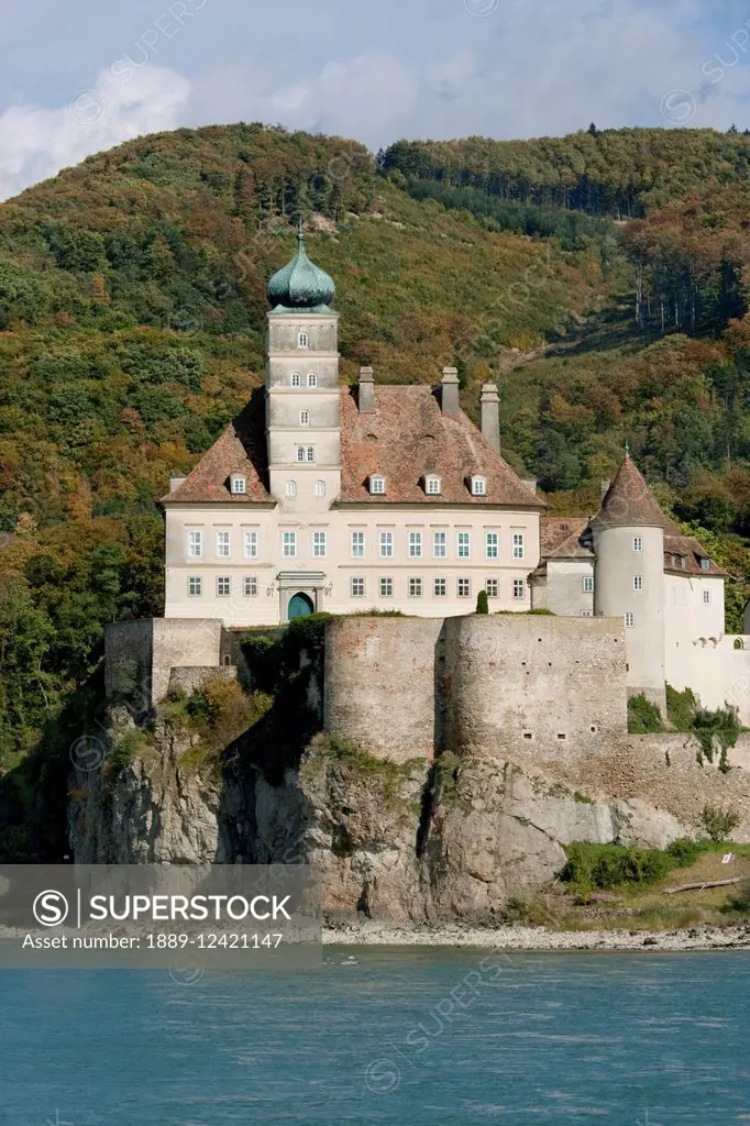 Schoenbuehel Castle, as seen from the Danube River in Wachau, Lower Austria, Austria