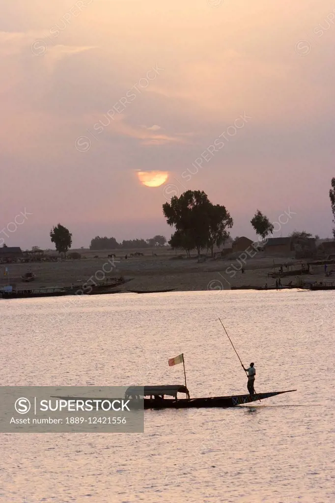 Boat on the Niger River in Mopti, Mali
