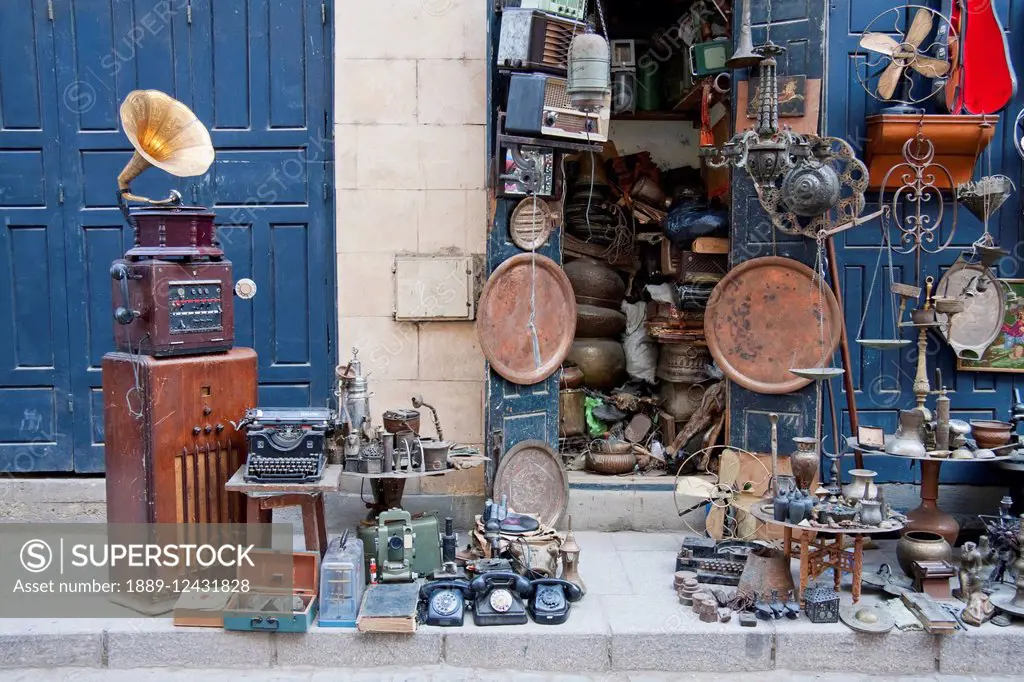 Antique Store At Khan Al-Khalili Bazaar, Cairo, Al Qahirah, Egypt