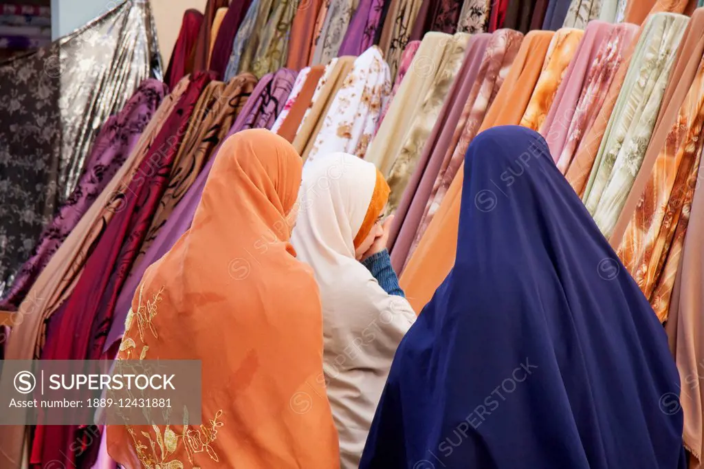 Women Shopping For Fabrics In The Bazaar, Rosetta (Rashid), Beheira, Egypt