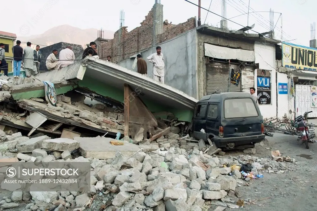 Rubble Of A Building Destroyed By The 8 October 2005 Earthquake, Muzaffarabad, Azad Kashmir, Pakistan