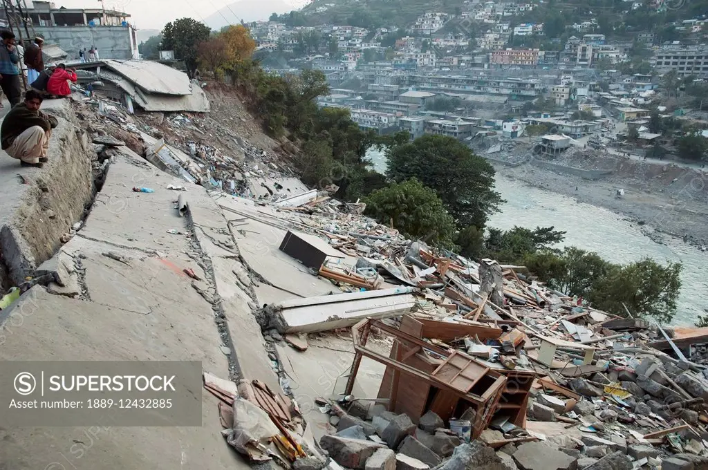 Rubble Of A Building Destroyed By The 8 October 2005 Earthquake, Muzaffarabad, Azad Kashmir, Pakistan