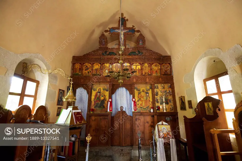 Interior of Orthodox Church, Crete, Greece