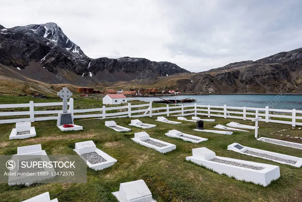 Cemetery along the harbour; Grytviken, South Georgia, South Georgia and the South Sandwich Islands, United Kingdom