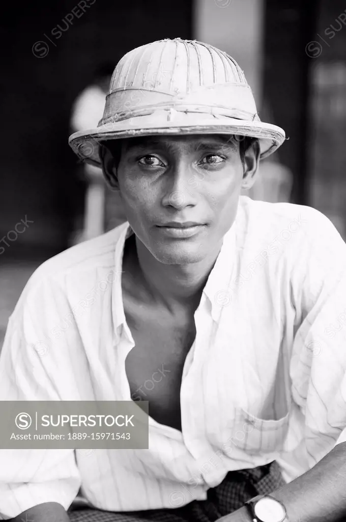 Burma, Man With Ghurkha Hat; Rangoon