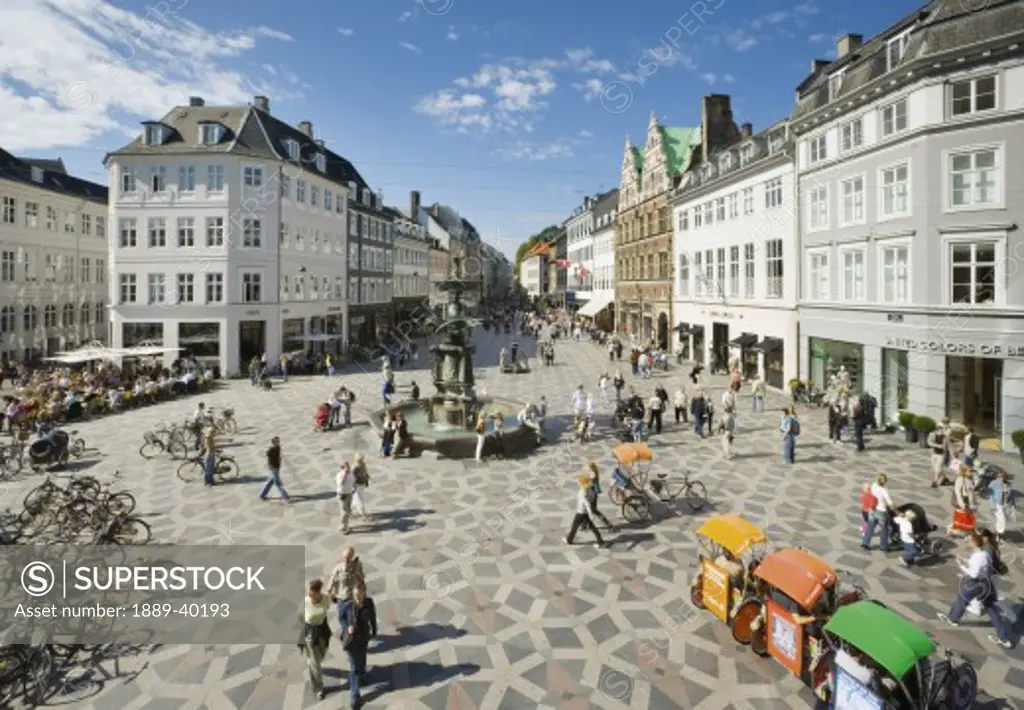 Stroget, Copenhagen, Denmark; Pedestrian shopping street  