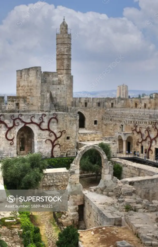 Tower of David Museum, Jerusalem, Israel; Ancient stone archway and tower