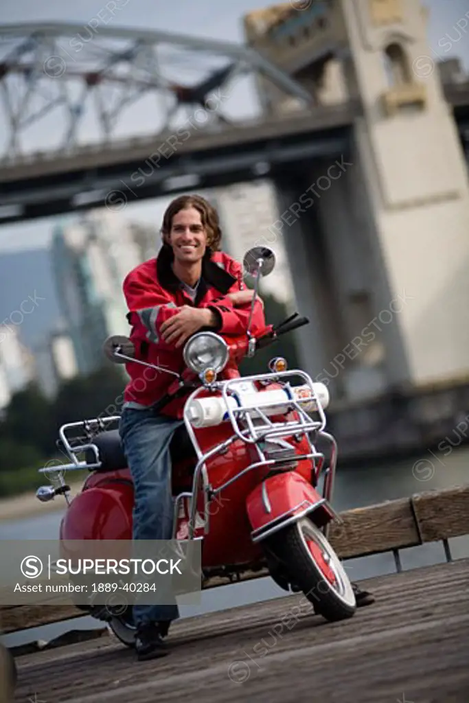 Vancouver, British Columbia, Canada; Motorcyclist