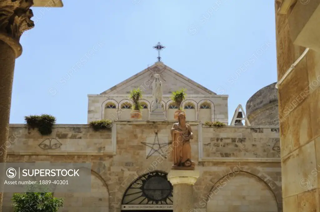 Statue of St Jerome outside St Catherine's Church; Bethlehem, Jerusalem, Israel