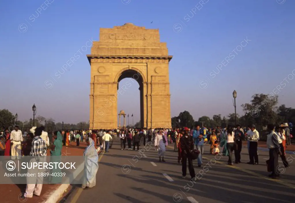 India Gate at the eastern end of Rajpath; New Delhi, India