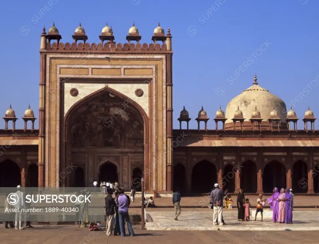 People visiting Jami Masjid mosque at the 16th century city Fatehpur Sikri; Uttar Pradesh, India