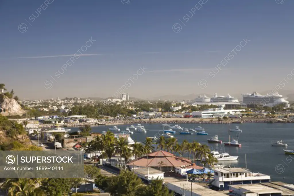 High angle view of coastal city; Mazatlan, Sinaloa State, Mexico