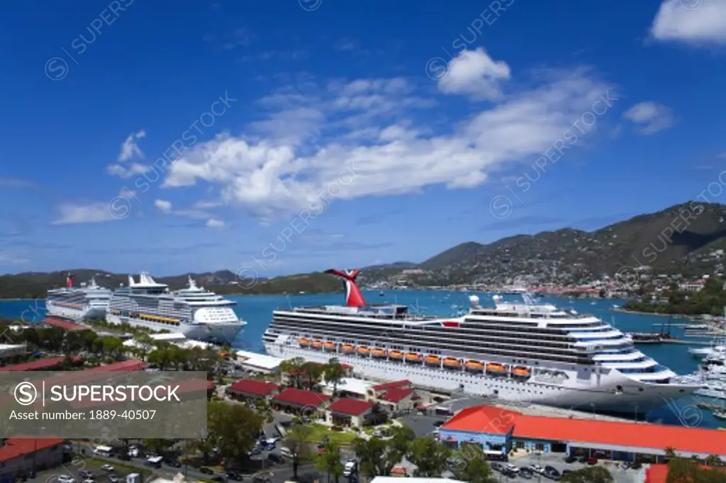 Havensight Cruise Ship Terminal, elevated view; Charlotte Amalie, St. Thomas Island, U.S. Virgin Islands