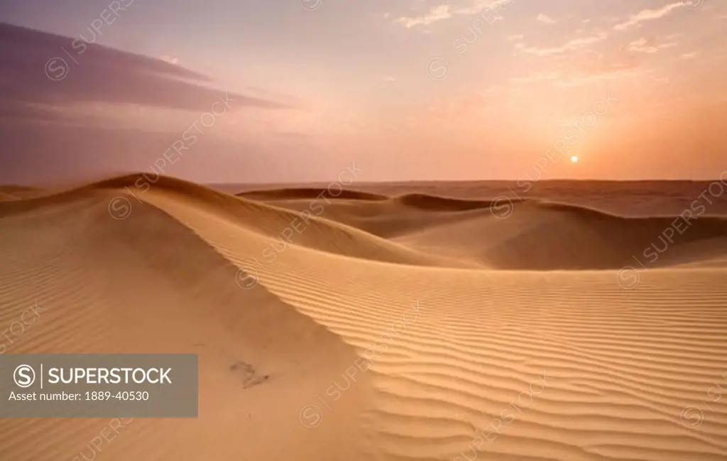 Wahiba Sands at sunset; Wahiba, Oman