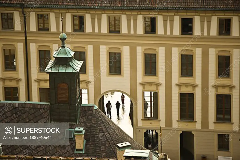 View from Bell Tower, building exterior, elevated view; Saint Vitus's Cathedral, Prague Castle, Prague, Czech Republic