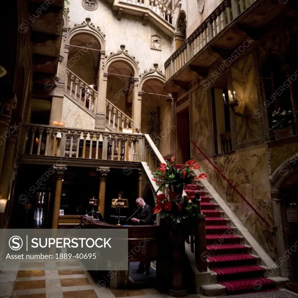 Interior of old-fashioned Hotel; Venice, Italy
