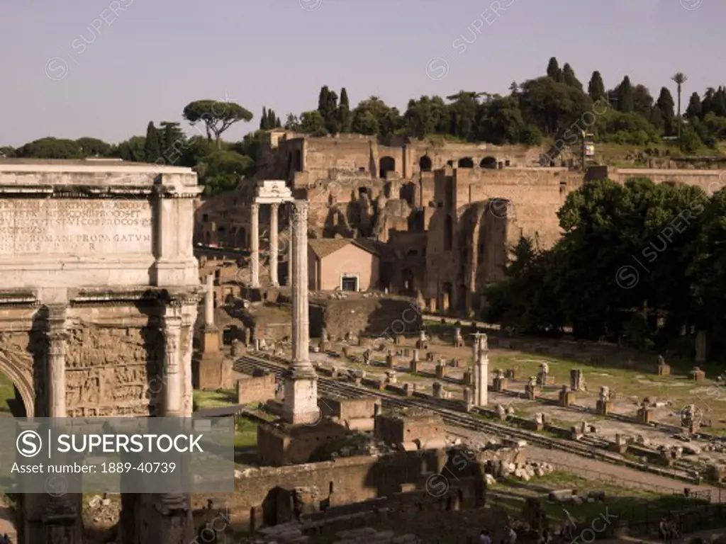View of Forum Romanum; Rome, Italy