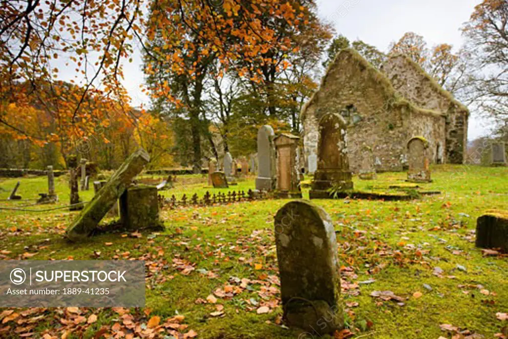 Ruins of church and graveyard; Argyl and Bute, Scotland, UK
