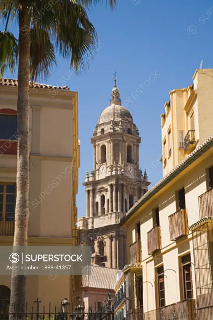 Tower of the cathedral; Malaga, Costa del Sol, Malaga Province, Spain