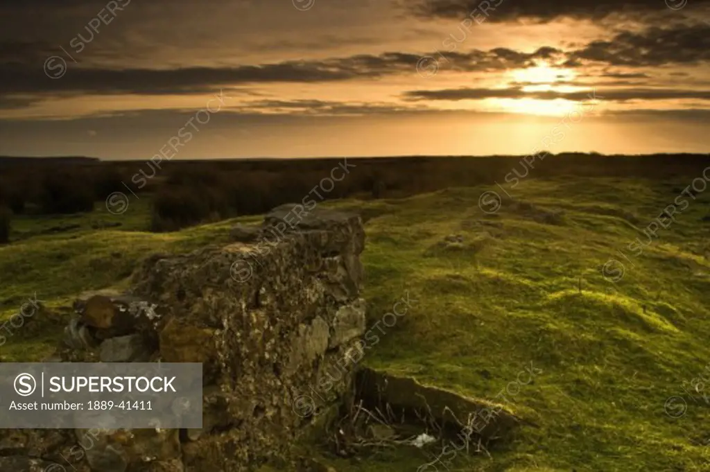 Landscape at sunset; Yorkshire, England, UK