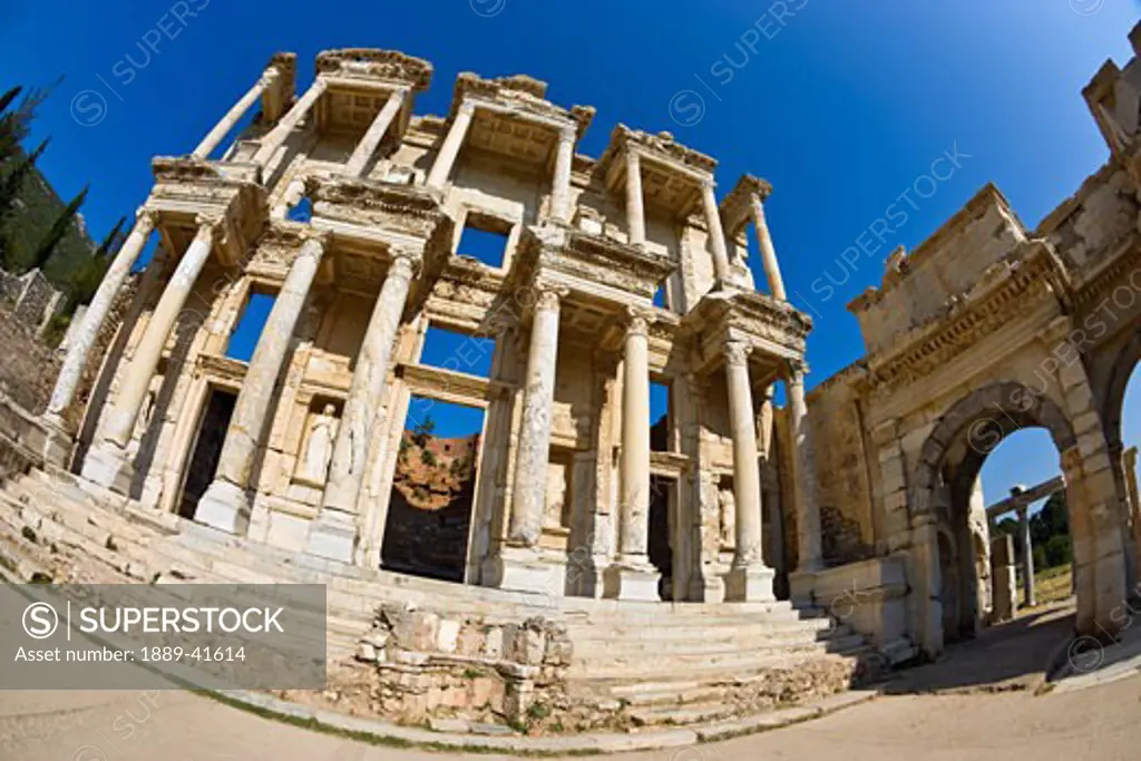 Library of Celsus, Ephesus, Turkey; Ancient Romanesque ruins  