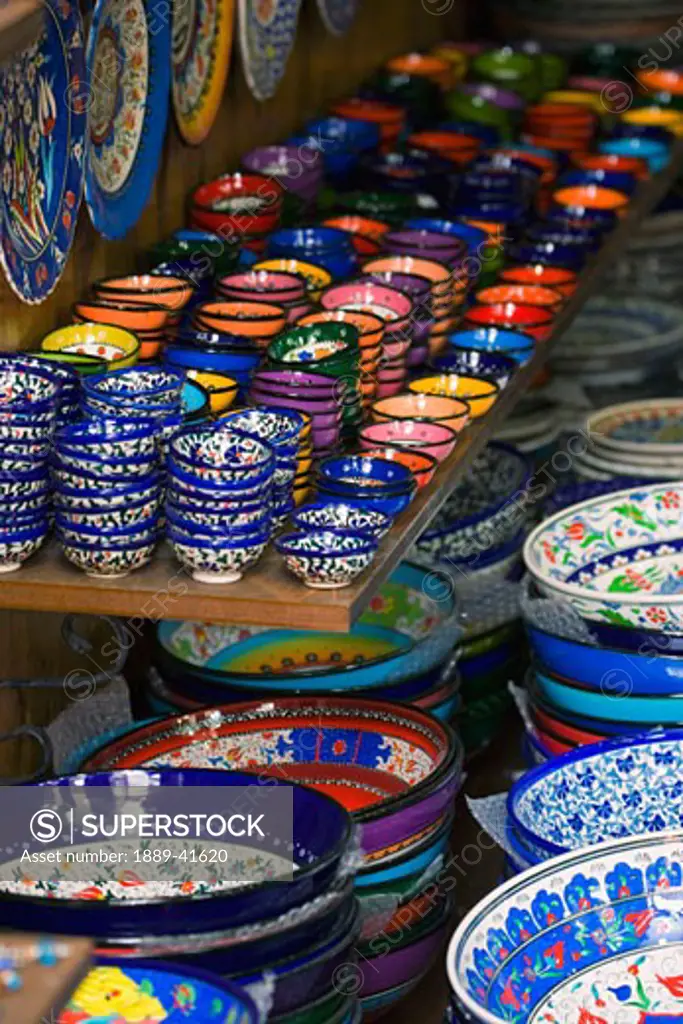 Istanbul, Turkey, Pottery display in shop