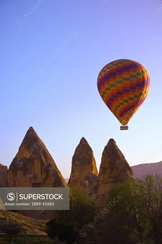 Balloons over Goreme valley; Cappadocia, Anatolia,Turkey