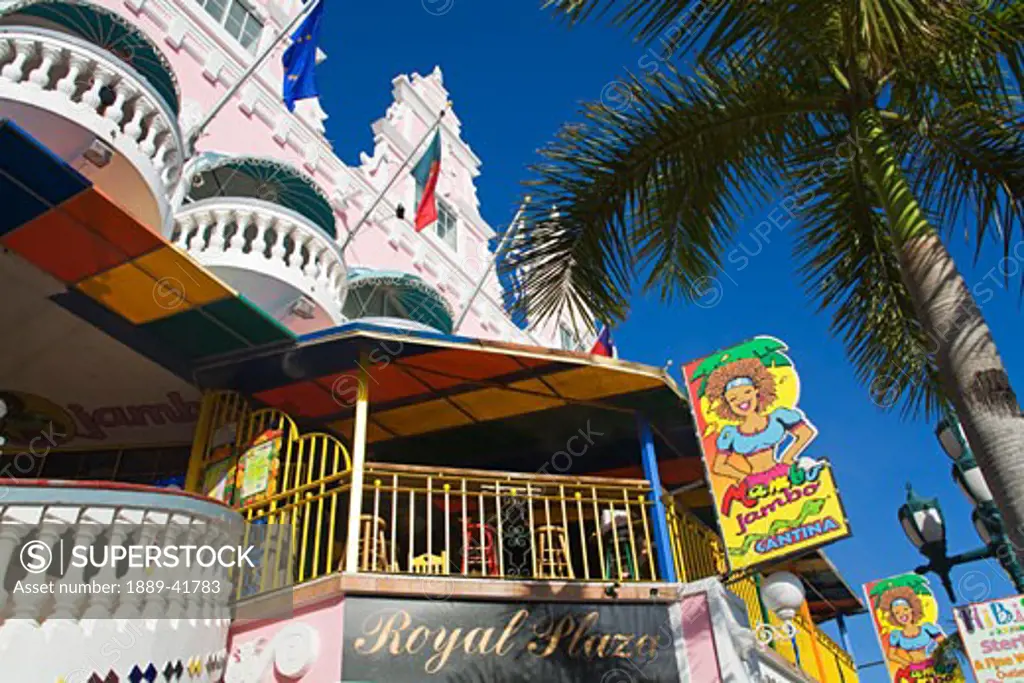 Local achitecture; Royal Plaza Mall, Oranjestad, Aruba Island, Kingdom of the Netherlands.