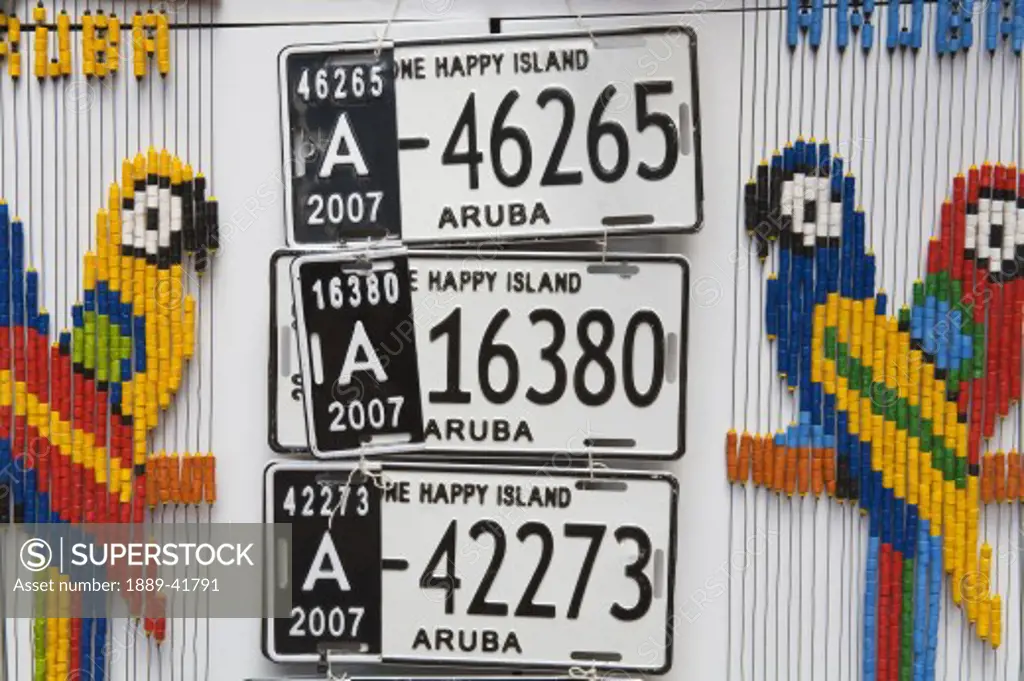 Aruban Number Plates; Oranjestad, Island of Aruba, Aruba, Kingdom of the Netherlands
