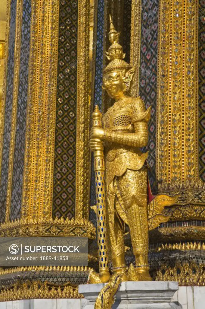 Statue guarding Phra Mondop at Royal Grand Palace in Rattanakosin District; Bangkok, Thailand