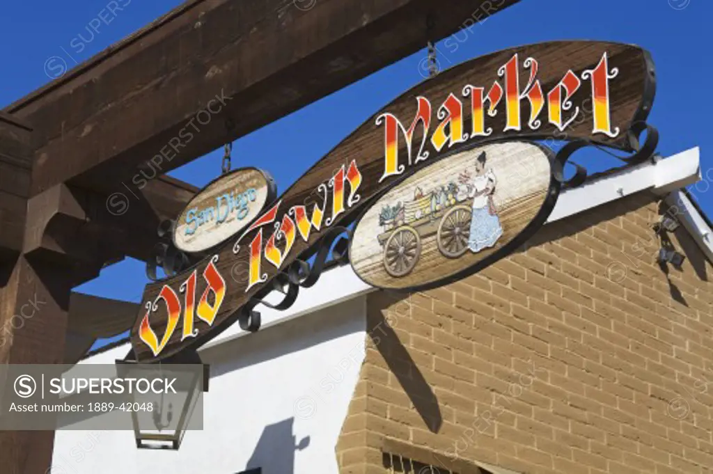 Market sign at Old Town State Historic Park; San Diego, California, USA