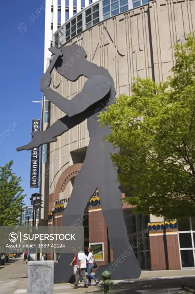 Hammering Man sculpture by Jonathan Borofsky; Seattle Art Museum, Seattle, Washington State, USA