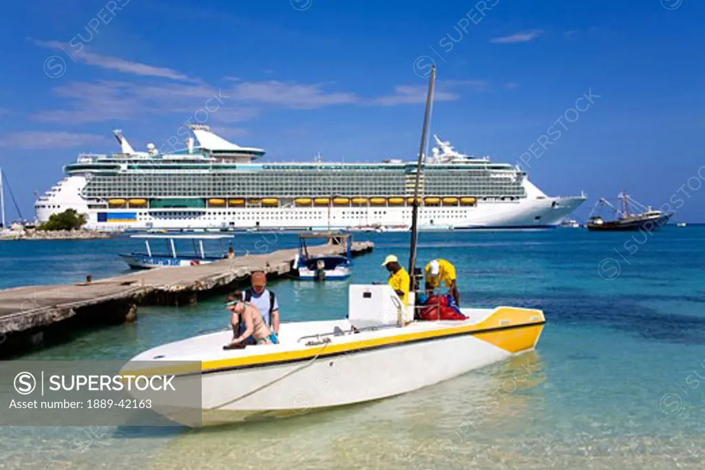 Tourists in boat on Turtle Beach; Ocho Rios, St. Ann's Parish, Jamaica, Caribbean
