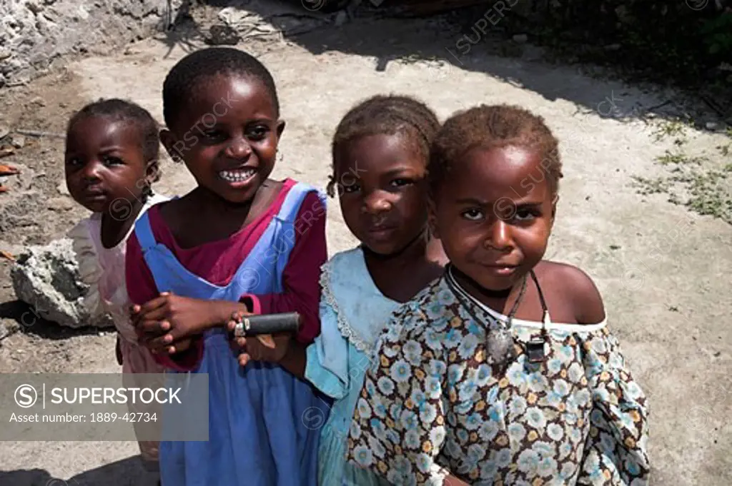 Zanzibar, Tanzania; Children smiling at camera