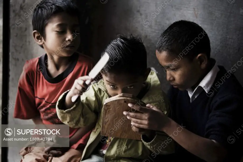 Pokhara, Nepal; Orphaned boys in orphanage