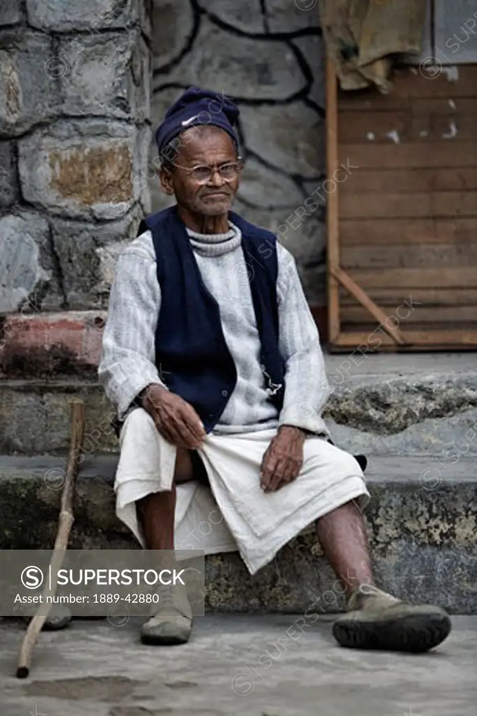 Pokhara, Nepal; Senior man at an 'aged shelter'