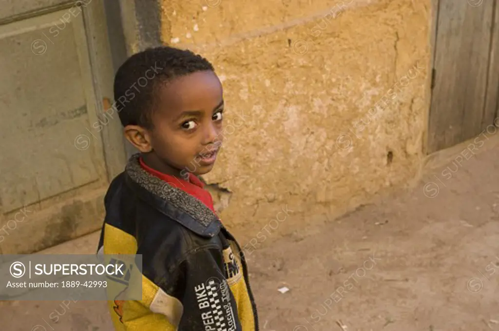 Harar, Ethiopia; Boy smiling at camera