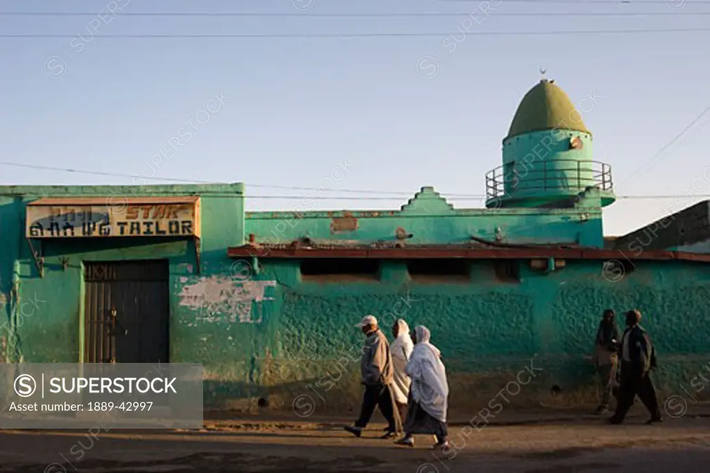 Harar, Ethiopia; Street scene with pedestrians