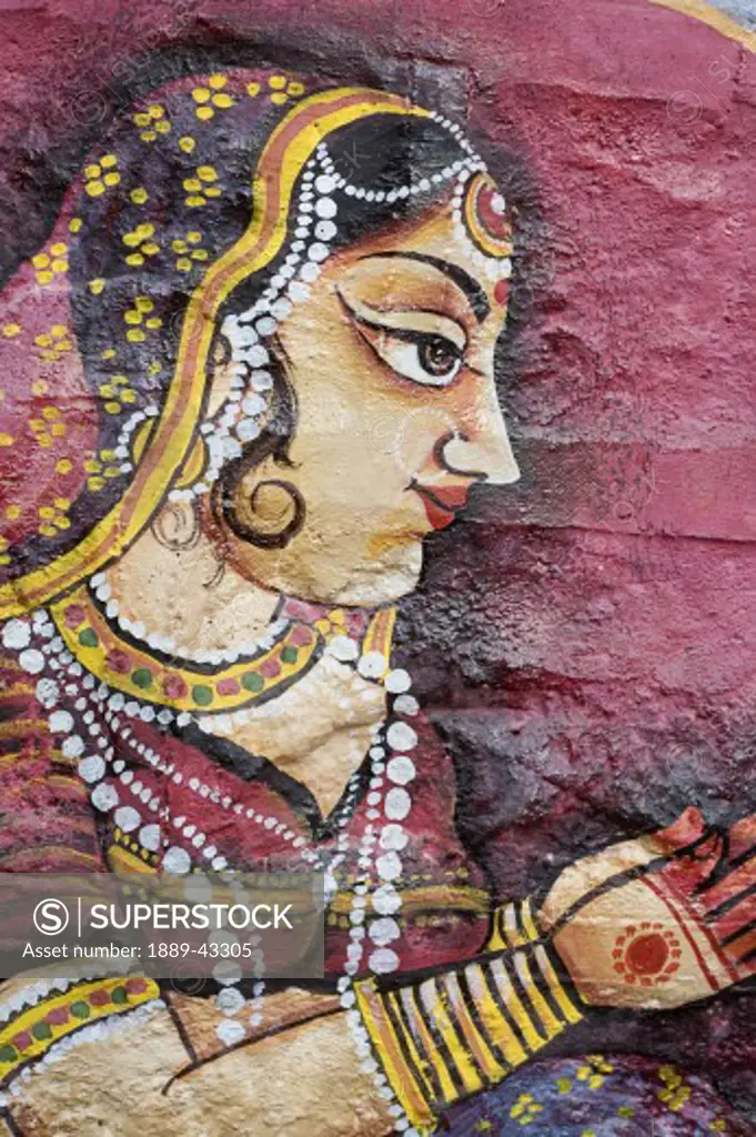 Jodhpur, Rajasthan, India; Traditional painting on a wall