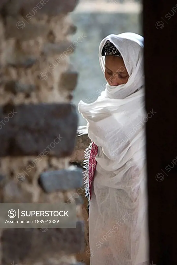 Gonder, Ethiopia; Young woman in traditional clothing
