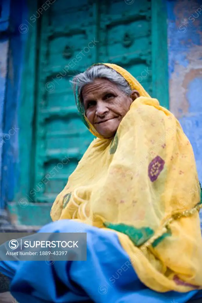 Jodhpur, India; Portrait of senior woman